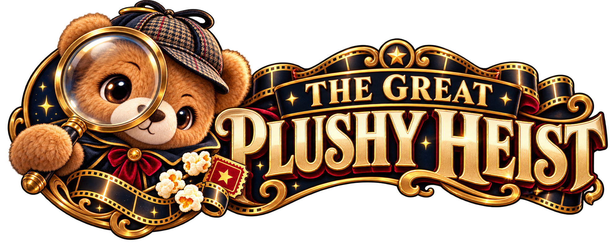 The Great Plushy Heist — detective teddy bear logo